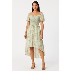 NWOT LILY ROSE Mint Floral Hi/Low Hem‎ Dress Medium